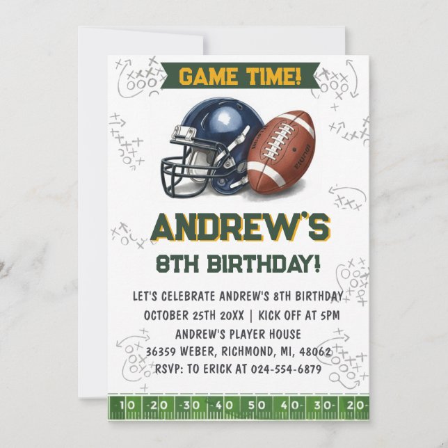 Convites Personalize Sport Football Birthday (Frente)