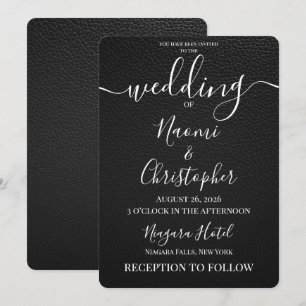 Convites Personalize: Textura de Vinil Preto Simples para C