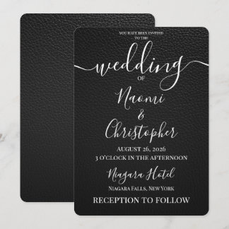 Convites Personalize: Textura de Vinil Preto Simples para C