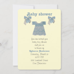 Convites Personalize, vestido de bebê azul
