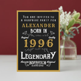 Convites Personalized 30th Birthday 1996 Black Gold Legend