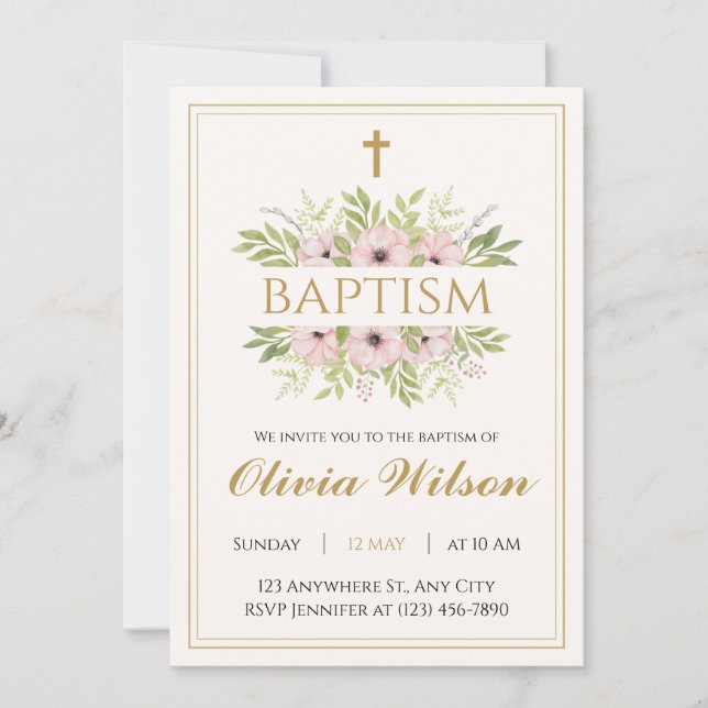 Convites Personalized Adult Baptism Invitation (Frente)