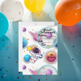 Convites Personalized Astronaut & Planets Party Invitation