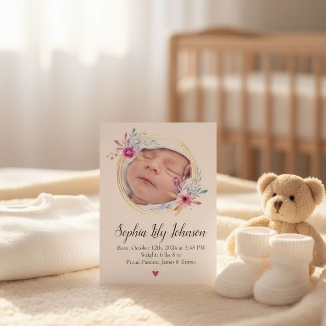 Convites Personalized baby birth card - Welcome baby girl  (Criador carregado)