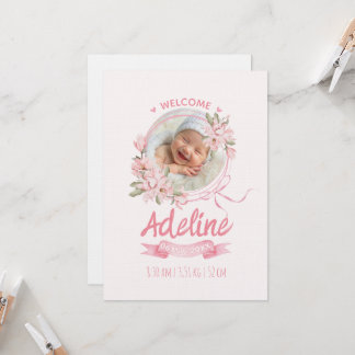 Convites personalized baby blue floral Birth announcements