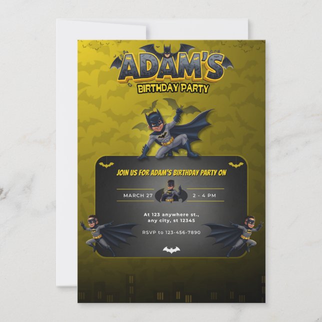 Convites Personalized Batman Birthday Invitation  (Frente)