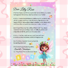 Convites Personalized Big Sister Fairy Letter – New Baby