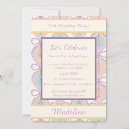 Convites Personalized Birthday Bow Sweet Invitation Blush