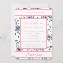 Convites Personalized Birthday Pink Bow Sweet Invitation