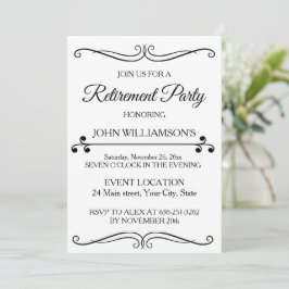 Convites Personalized black elegant retirement party