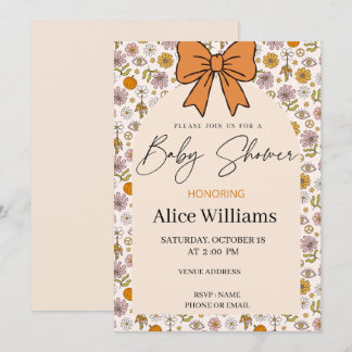 Convites Personalized Boho Floral Bow Baby Shower Invite