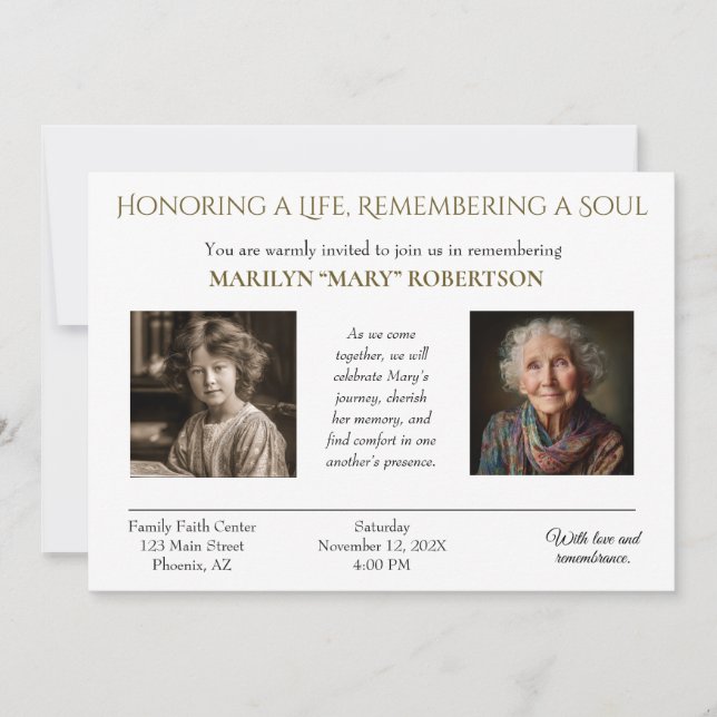 Convites Personalized Celebration of Life Invitation (Frente)