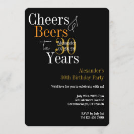 Convites Personalized Cheers and Beers 30th Birthday Party
