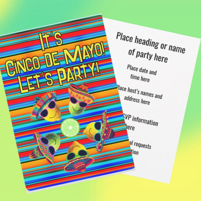 Convites Personalized Cinco de Mayo Fiesta Lemon Lime  (Customize the text for any occasion!)