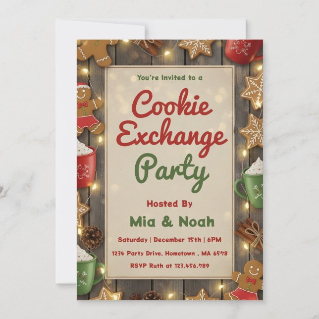 Convites Personalized Cozy Christmas Cookie Exchange Party (Frente)