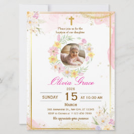 Convites Personalized Cute Baby Girl Baptism