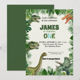 Convites Personalized Dino 1st Birthday Invitation Suite