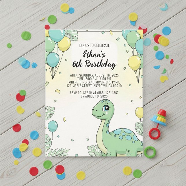 Convites Personalized Dinosaur Birthday Invitation (Criador carregado)