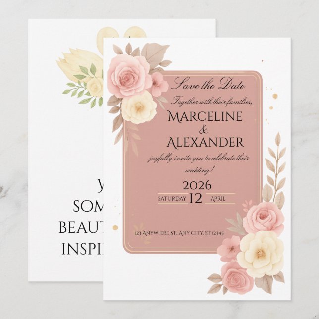 Convites Personalized Dusty Rose Invitation (Frente/Verso)