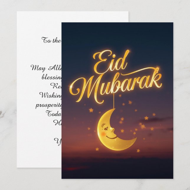 Convites Personalized Eid Mubarak Greeting card (Frente/Verso)