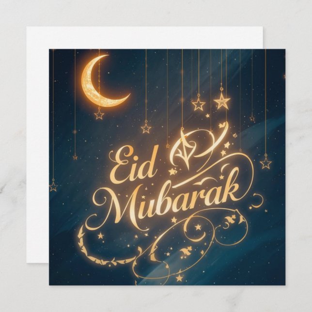 Convites Personalized Eid Mubarak  Modern Greeting  Card (Frente/Verso)