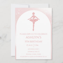 Convites Personalized Elegant Pink Glitter Ballet Birthday