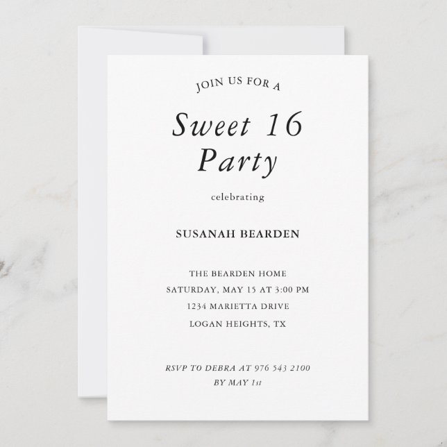 Convites Personalized Floral Pink Sweet 16 Party Invitation (Frente)