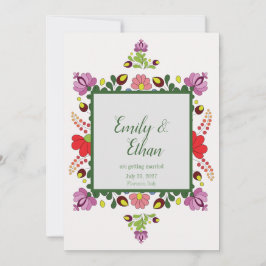 Convites Personalized Folk Floral Wedding & Back Design