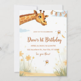 Convites Personalized Giraffe Safari Birthday Invitation