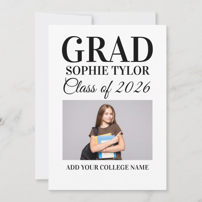 Convites Personalized Graduation Party Photo Invitation (Frente)