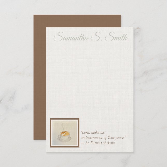 Convites Personalized Heart Coffee Cup Flat Note Card (Frente/Verso)