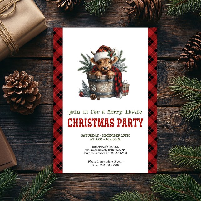 Convites Personalized highland cow festive party invite (Personalized highland cow festive party invite)