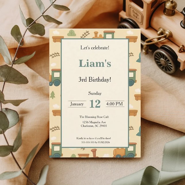 Convites Personalized Kids Train Birthday Party (Criador carregado)