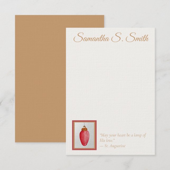 Convites Personalized Lamp of Love Flat Note Card (Frente/Verso)