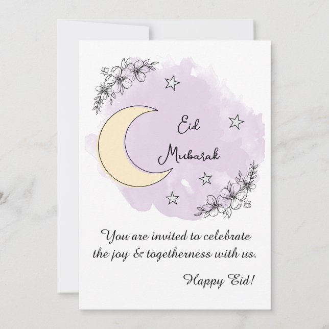 Convites Personalized Lavender Line Art Eid Invitation (Frente)