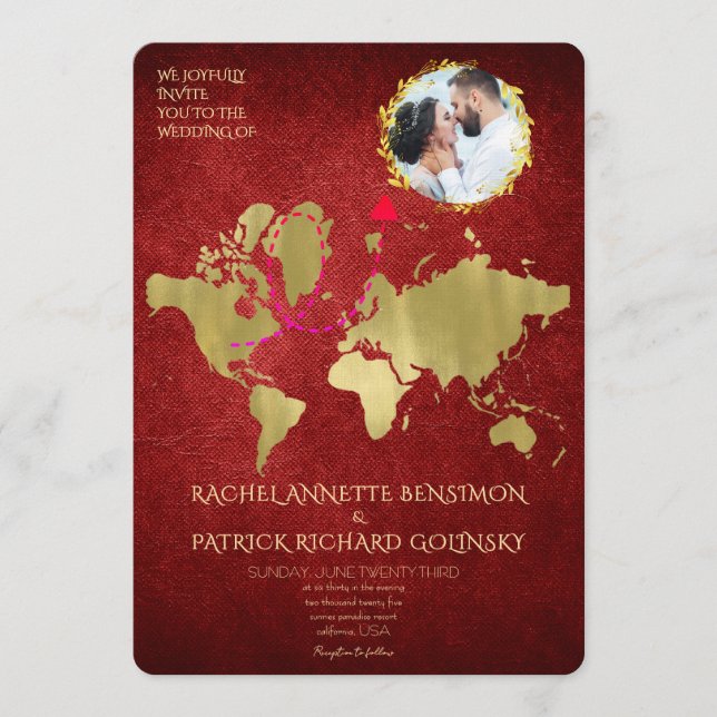 Convites Personalized Map of Love Journey Wedding (Frente)