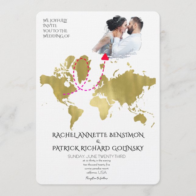 Convites Personalized Map of Love Journey Wedding (Frente)