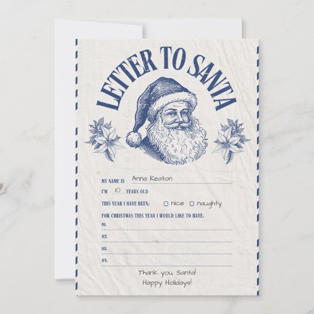 Convites Personalized Official North Pole Letter From Santa (Frente)