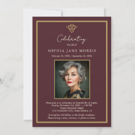 Convites Personalized Old Money Burgundy Funeral Invitation