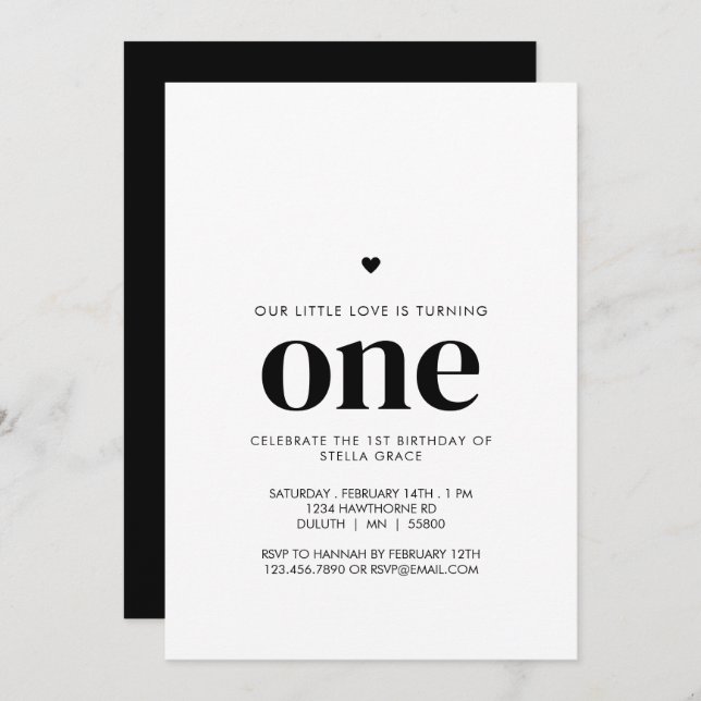 Convites Personalized One Heart First Birthday (Frente/Verso)