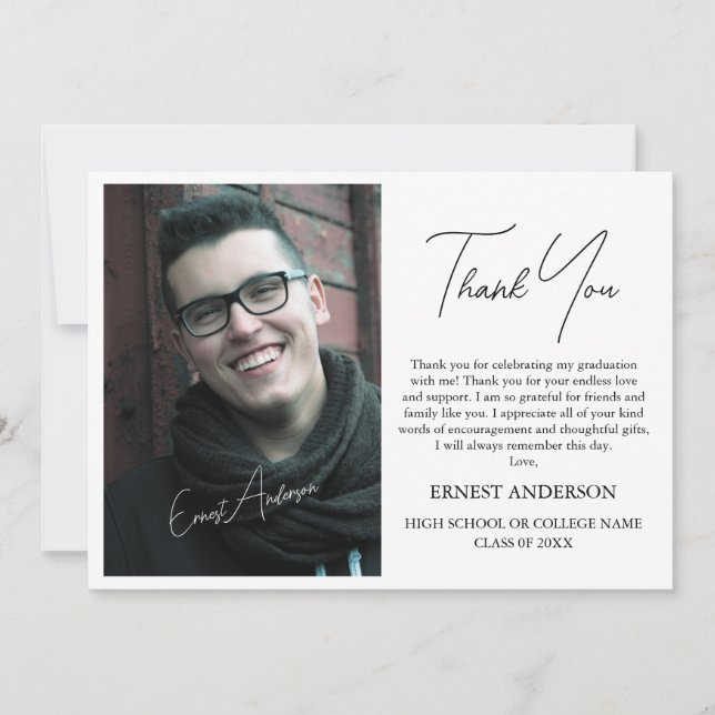 Convites Personalized Photo Name Graduation Thank You Card (Frente)