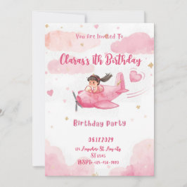 Convites Personalized Pink Airplane Girl Birthday Invitatio