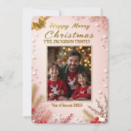 Convites Personalized Pink Christmas Card with Elegant