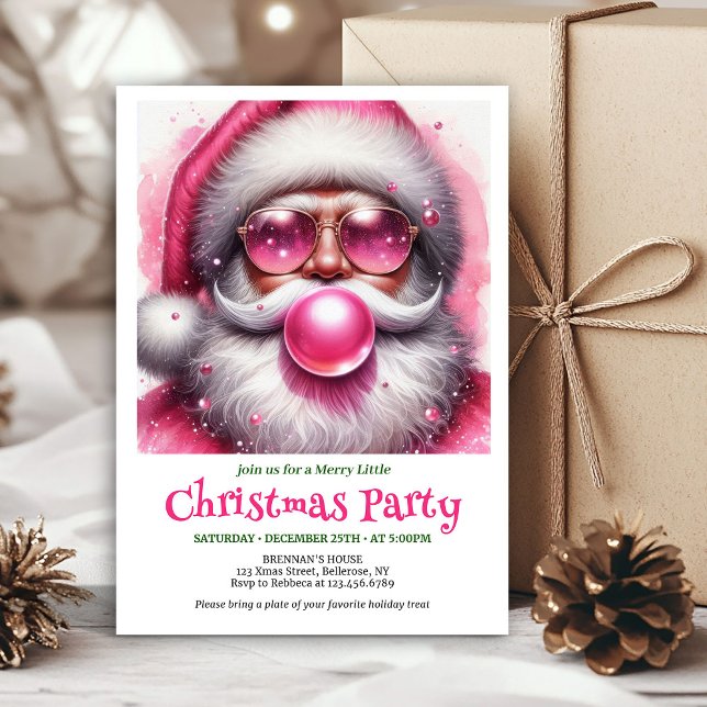 Convites Personalized Pink Santa Bubble Gum Funny Christmas (Personalized Pink Santa Bubble Gum Funny Christmas Invite

)