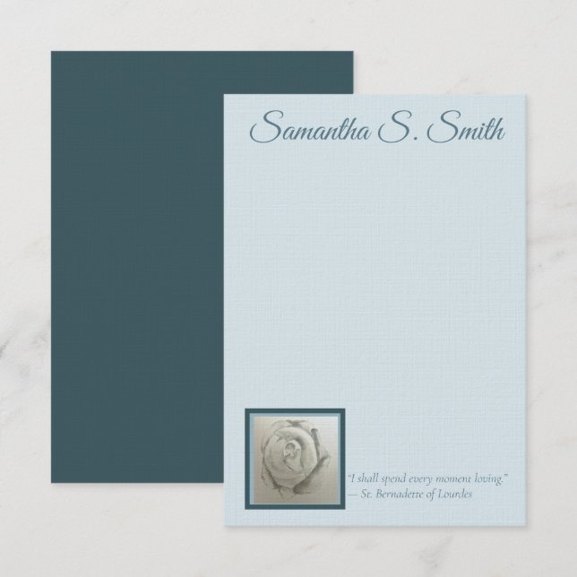 Convites Personalized Rose Flat Note Card (Frente/Verso)