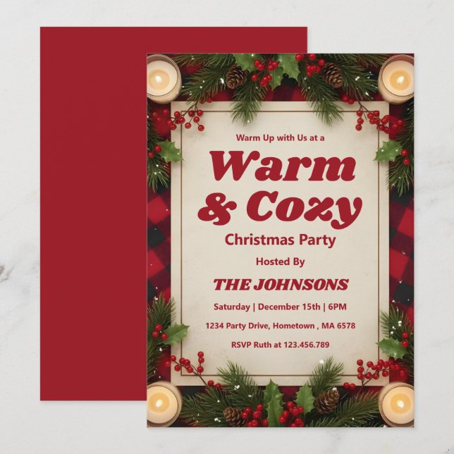 Convites Personalized Rustic Cabin Christmas Party (Frente/Verso)