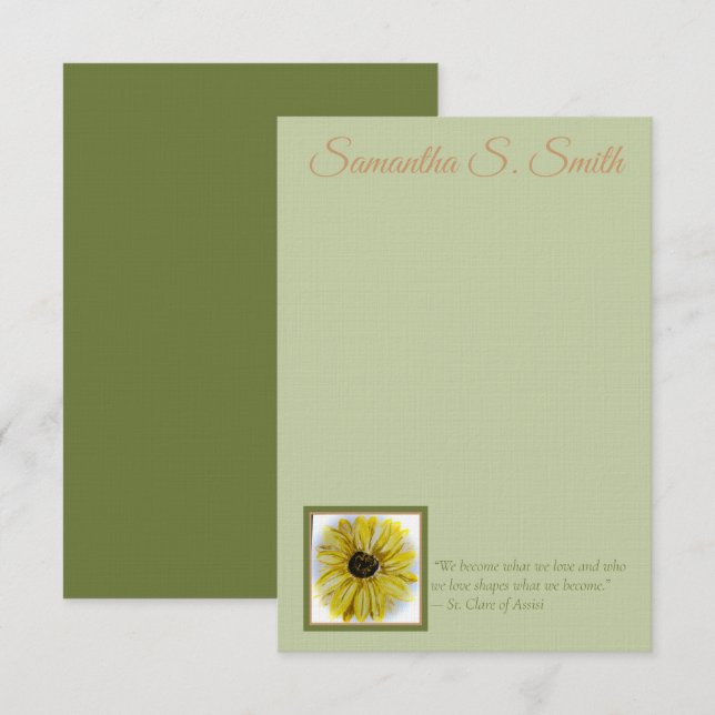 Convites Personalized Sunflower Flat Note Card (Frente/Verso)