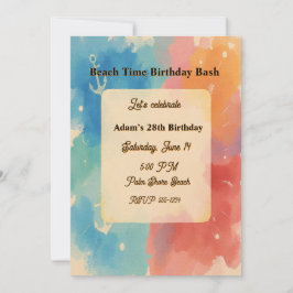 Convites Personalized Vibrant Watercolor Beach Invitation