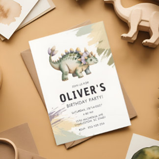 Convites Personalized Watercolor Dinosaur Birthday Party