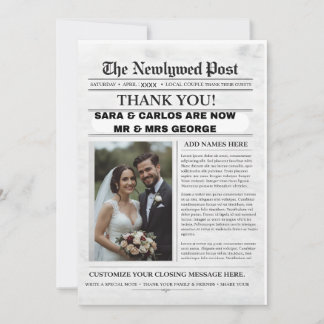 Convites Personalized Wedding Newspaper Poster | Newlywed